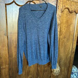 J.Crew Everyday Heather Navy V-Neck Sweater - Men's XL